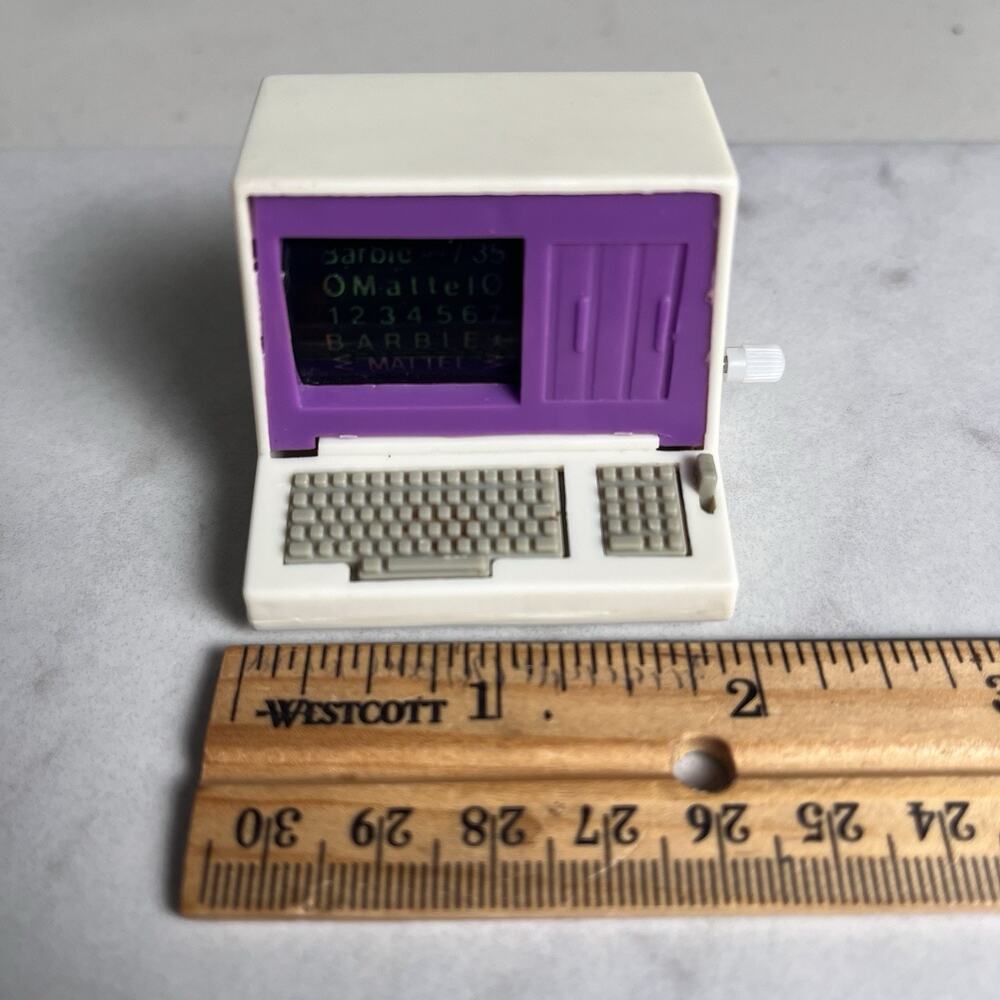 Vintage Barbie Computer Accessory 1989 Mattel Purple Screen Windup Toy WORKS - Picture 8 of 11